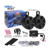 Pyle 5.25'' Waterproof Off-Road Speakers with 2-Channel Amplifier, 1000W, Chrome