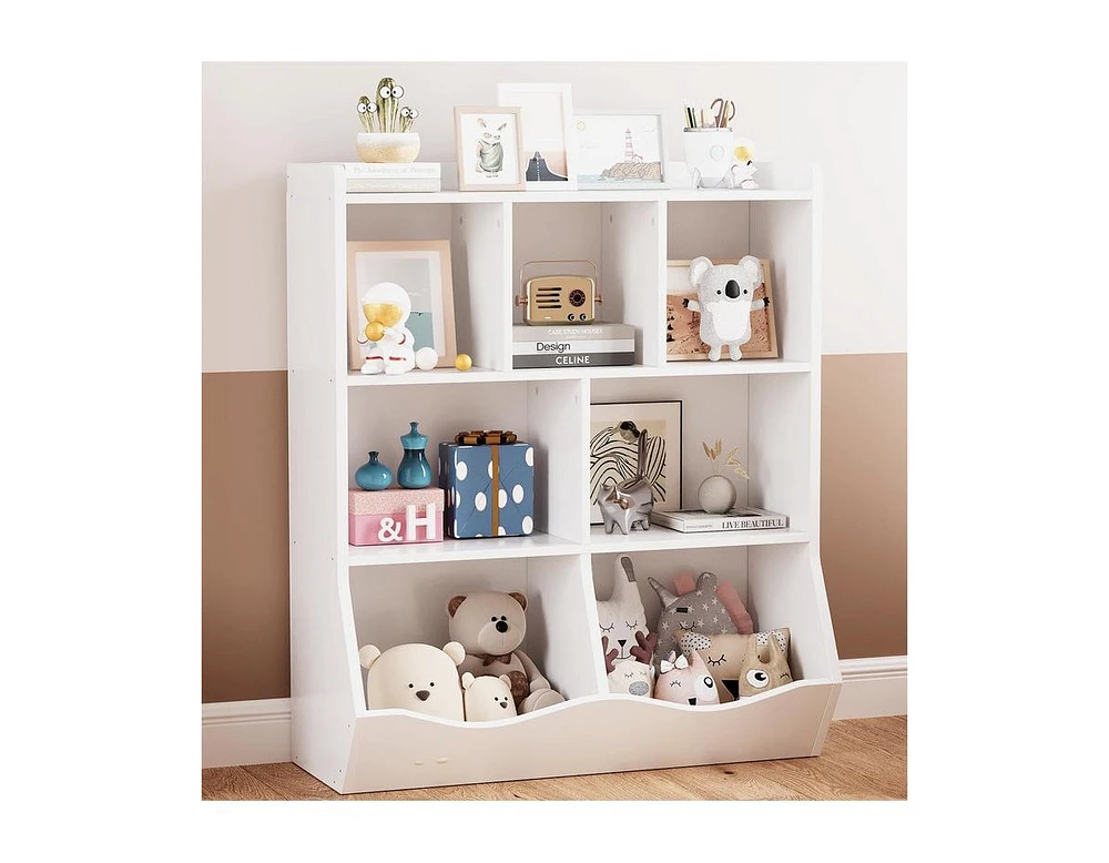 gaomon Toy Storage Cabinet, Three-Tier Kids Bookshelf and Bookcase for Storage Books and Toys