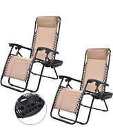 Slickblue Set of 2 Folding Outdoor Zero Gravity Lounge Chair Recliner