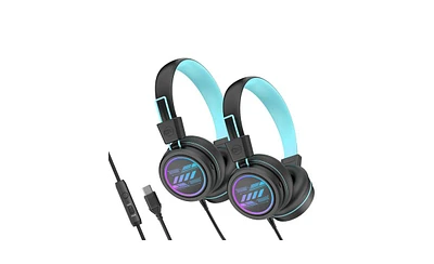 Mee audio KidJamz KJ55 Safe Listening Kids Headphones w/ Led Lights (2 Pack)