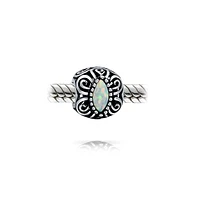 Bling Jewelry Synthetic Opal Scroll Milgrain Charm Bead in Sterling Silver for European Bracelet