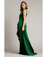 Tadashi Shoji Cider Twist-Drape Velvet Gown