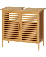 Kleankin Bamboo Under Sink Cabinet Bathroom Organizer