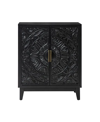 Eusebio Traditional Accent Cabinet with Hidden Drawer and Tapered Legs