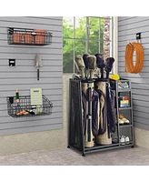 Suncast GO3216D Metal Golf Equipment Organizer Storage Rack w/ 3 Shelves