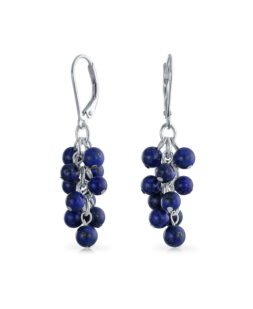 Bling Jewelry Natural Blue Lapis Lazuli Dangle Earrings with Sterling Silver Leverback