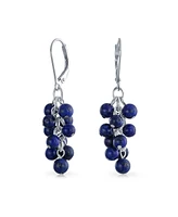 Bling Jewelry Natural Blue Lapis Lazuli Dangle Earrings with Sterling Silver Leverback