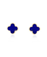 The Lovery Small Lapis Clover Stud Earrings 14K Gold