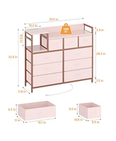 Dresser for Bedroom with 9 Drawer, Tv Stand with Charging Station