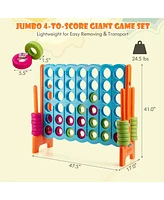 Gymax Giant 4 in A Row Jumbo 4-to-Score Game Set Kids Adults w/ 42 Jumbo Rings