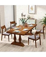 Gymax Wooden Dining Chair Set of w/ Rubber Wood Frame Wide Padded Seat