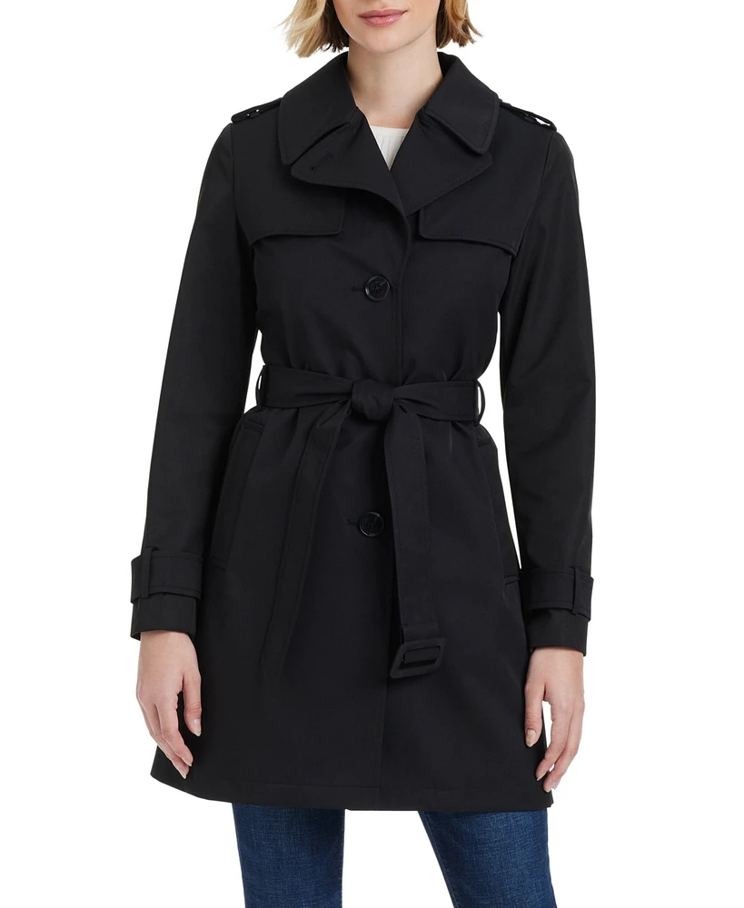 kate spade new york Women's Short Single-Breasted Pleated Back Trench Coat