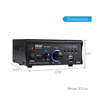 Pyle Stereo Power Amplifier System - Digital Audio Speaker Amp with MP3/Aux/Usb/Sd/Fm/Bluetooth, Led Display, 2 x 40W