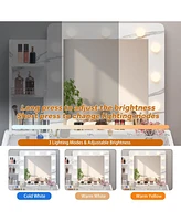 gaomon Vanity Desk with Mirror and Lights, Makeup Vanity with Power Outlet