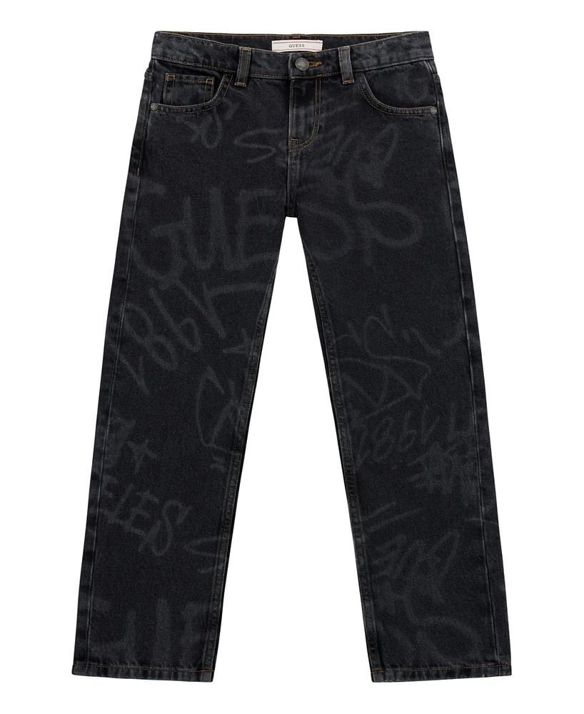 Guess Big Boy All-Over Laser Printed Denim Pants