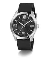 Guess Men's Analog Black Silicone Watch, 44mm