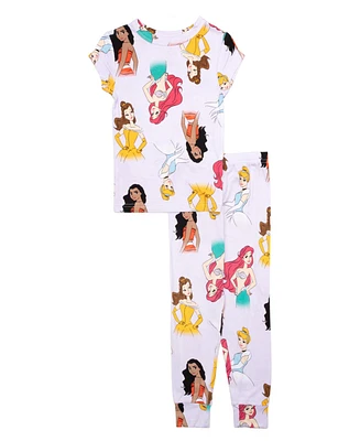 Disney Princess Big Girls Short Sleeve and Pants, 2-Piece Pajama Set