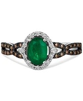 Le Vian New Emerald (1/2 ct. t.w.) & Diamond (1/4 ct. t.w.) Oval Halo Twist Ring in 14k White Gold