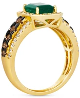 Le Vian New Emerald (1-1/5 ct. t.w.) & Diamond (1 ct. t.w.) Halo Triple Row Ring in 14k Gold