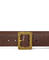 Lauren Ralph Women's Tumbled Leather Rectangle-Buckle Belt