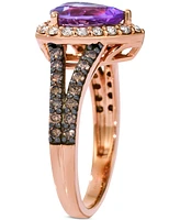 Le Vian Amethyst (1-1/5 ct. t.w.), Nude Diamond (1/4 ct. t.w.) & Chocolate Diamond (3/8 ct. t.w.) Pear-Shaped Ring in 14k Strawberry Gold