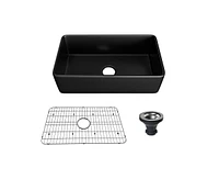 Casainc Single Bowl Fireclay Farmhouse Kitchen Sink with Accessories