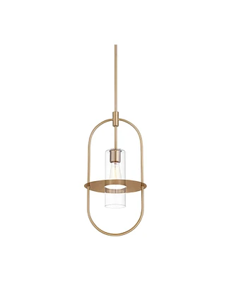 360 Lighting Optimus 12" Modern Pendant Ceiling Light Fixture Dining Room Over Table Kitchen Island Foyer Oval Hanging Clear Warm Brass Finish Glass M