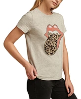 Lucky Brand Women's Rollng Stones Animal Lips Classic Cotton T-Shirt