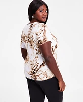 Bar Iii Trendy Plus Printed Sweetheart-Neck Top, Exclusively at Macy's