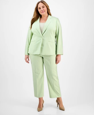 Le Suit Plus Single-Button Straight-Leg Pantsuit