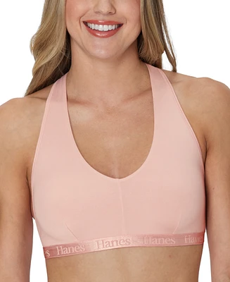 Hanes Women's 2-Pack Originals SuperSoft Ultimate V-Neck Racerback Bralette DUS201