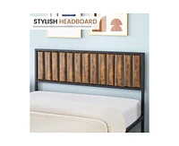 gaomon Queen Bed Frame with Headboard and Footboard, Metal Bed Frame with 14 Heavy Duty Steel Slats, Metal Queen Bed Frame, Under-Bed Storage