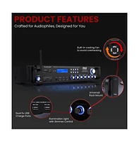 Pyle Bluetooth Hybrid Amplifier Receiver - Home Theater Pre-Amplifier with Wireless Streaming Ability, MP3/Usb/Sd/Aux/Fm Radio (3000W Max)