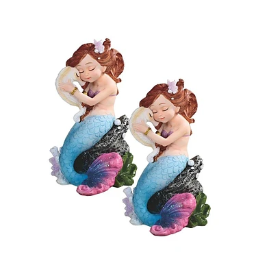 Fc Design "2-pc Set" 6.5"H Mermaid with Seahorse Mergirl Figurine Statue Ornament Home Room Office Decor and Perfect Ideas for Housewarming, Holidays