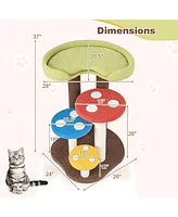 Gymax Cat Tree Mushroom Unique Multi-Level Cute Cat Tower w/ Scratching Post Indoor