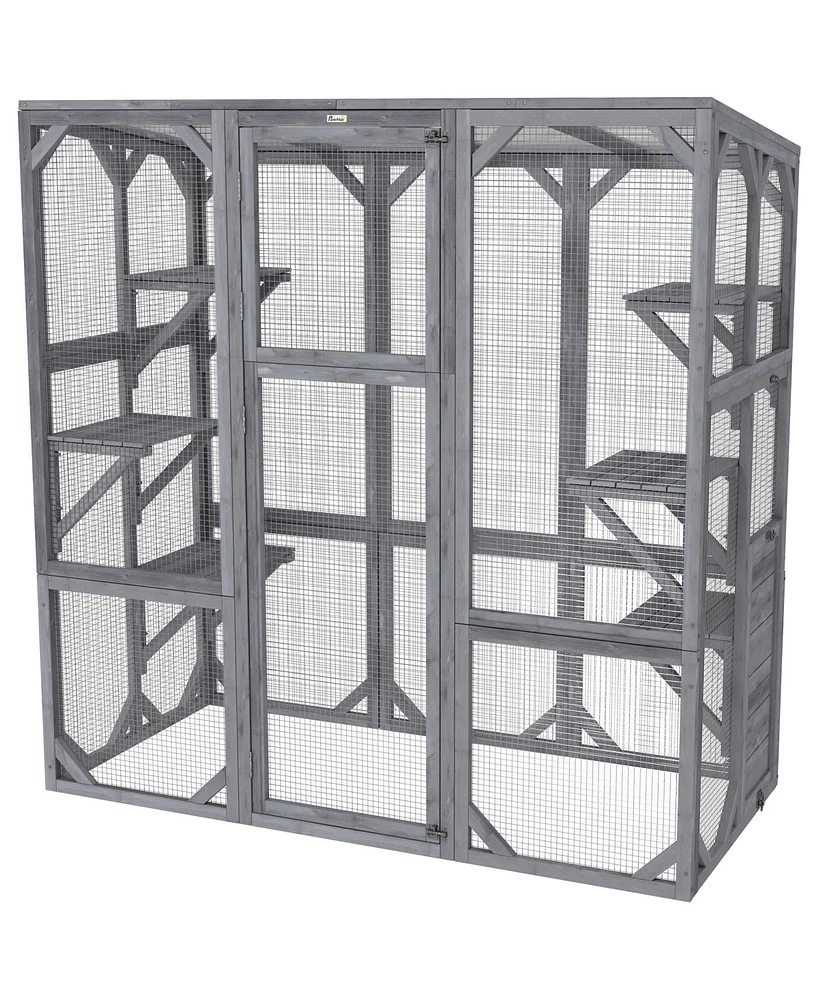 PawHut Catio Outdoor Cat Enclosure for 1-3 Cats, 59" x 28" x 60",