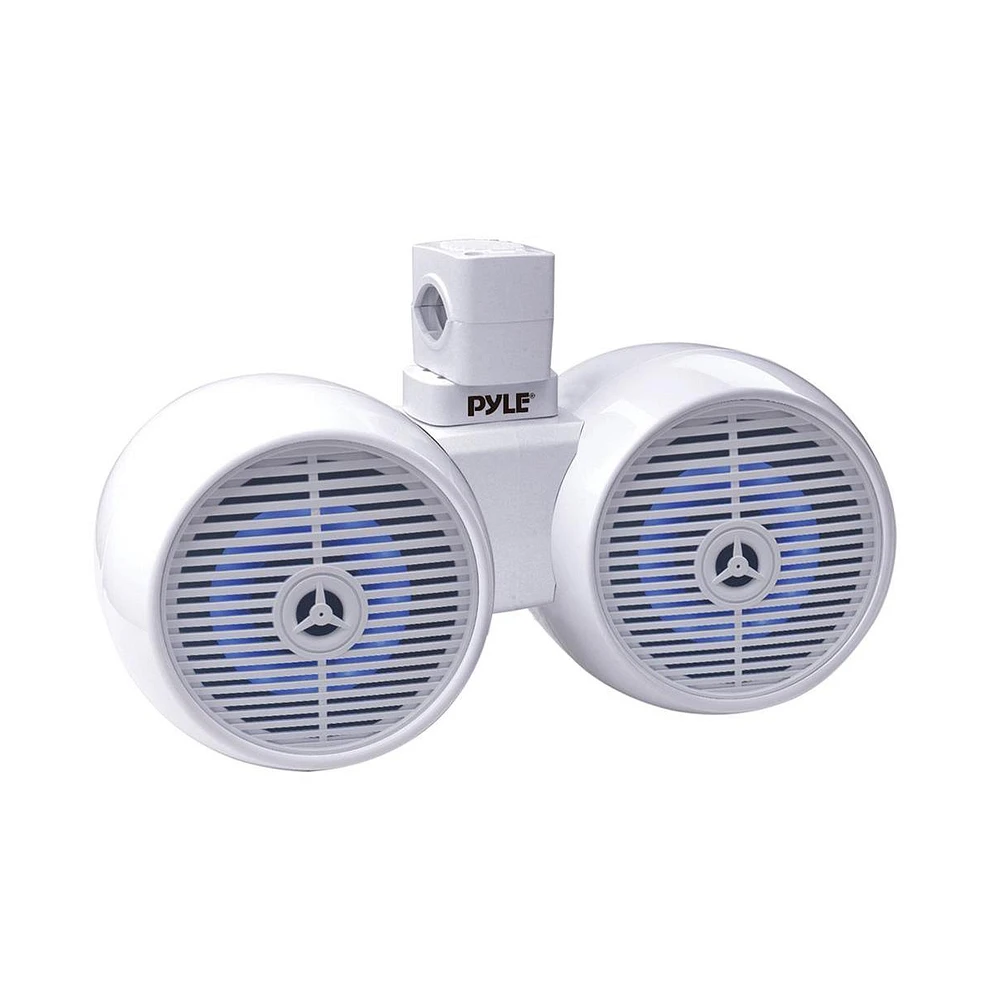 Pyle 6.5'' Marine Bluetooth Wakeboard Speaker System with Led Lights, 200W, White