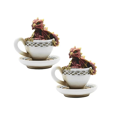 Fc Design "2-pc Set" 4.5"H Red Dragon in Cup Figurine Statue Ornament Home Room Office Decor and Perfect Ideas for Housewarming, Holidays and Birthday