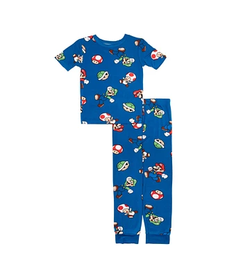 Nintendo Little and Big Boys Short Sleeve T-Shirt Pant, 2-Piece Pajama Set