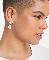 On 34th Gold-Tone Imitation Pearl Stone Drop Earrings, Exclusively at Macy's