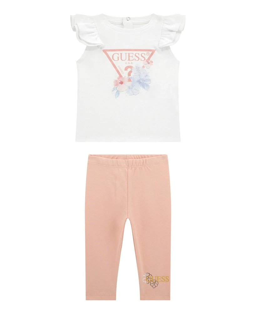 Guess Baby Girls Short Sleeve T-Shirt and Legging, 2-Piece Set