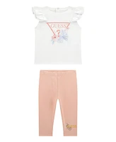 Guess Baby Girls Short Sleeve T-Shirt and Legging, 2-Piece Set