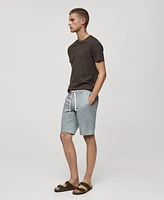 Mango Men's Slim-Fit Drawstring Linen Bermuda Shorts