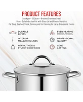 Bakken- Swiss Bakken-Swiss Deluxe 20-Quart Stainless Steel Stockpot w/Tempered Glass See-Through Lid