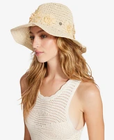 Steve Madden Embroidered Flower Applique Panama Hat