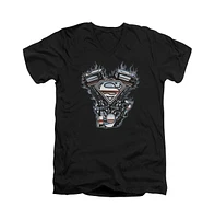 Superman Men's V Twin Logo Short Sleeve Adult V Neck Tee / T-Shirt