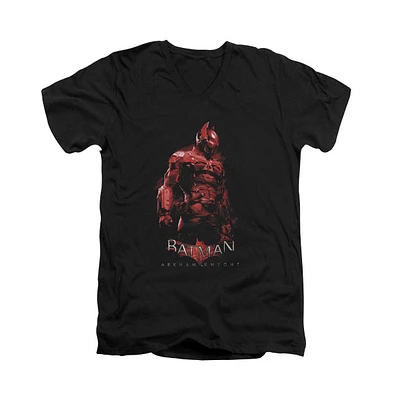 Batman Men's Arkham Knight Knight Short Sleeve Adult V Neck Premium Cotton Tee / T-Shirt