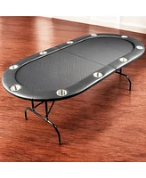 Slickblue Foldable Poker Table for 10 Players - Portable Design with Padded Armrest and Cup Holders