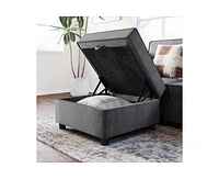 gaomon Chenille Storage Ottoman Module for Modular Sectional Sofa, Square Ottoman Module for Sectional Sleeper Sofa, Gray