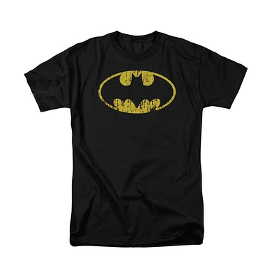 Batman Men's Classic Logo Distressed Short Sleeve Adult Tee / T-Shirt